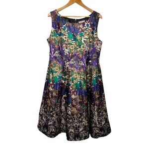 Jewel Tone Midi Dress Whimsygoth Artsy Cocktail Fairy Purple Multicolor Size 16